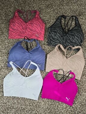 PUMA Women's Ribbed V-Neck Sports Bralette - Pink